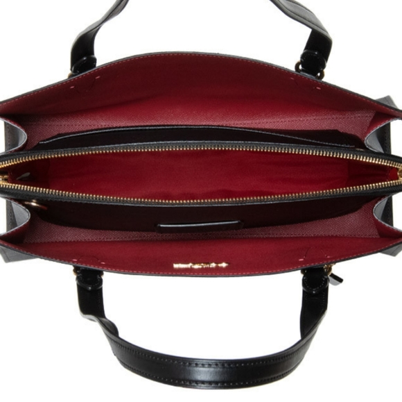 COACH C4075 TATUM CARRYALL TOTE BROWN SIGNATURE WITH BLACK LEATHER NEW WITH TAGS - Picture 6 of 12